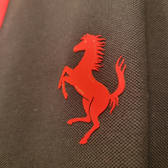 Ferrari Men's Organic Cotton Prancing Horse Polo Black & Red Size Medium NWT - Picture 6 of 17